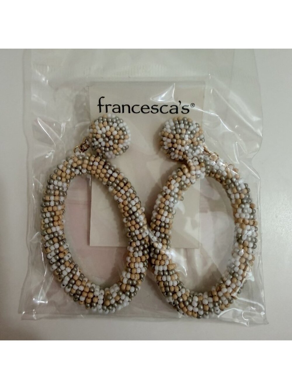 Francesca’s All Over Beaded Large Hoop Earrings